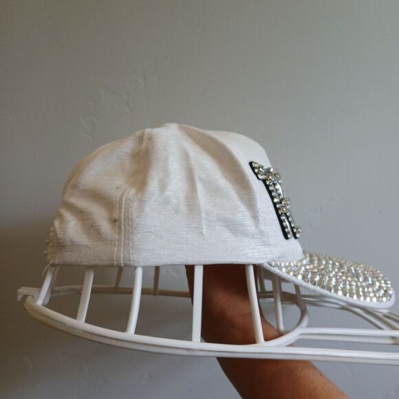 Texas Rhinestone Snapback Hat White With Silver Rhinestones Texas Lettering - Picture 6 of 9